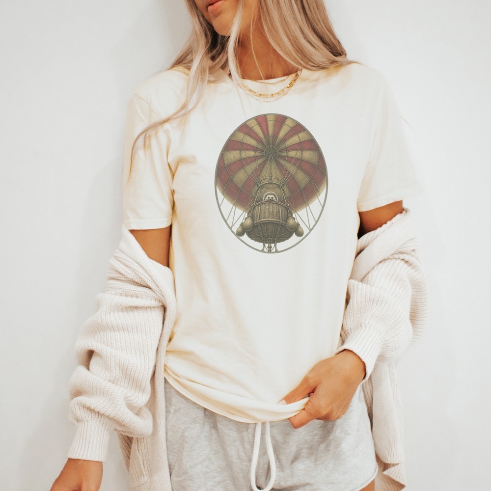 Hot Air Balloon with Hedgehog Graphic Tee